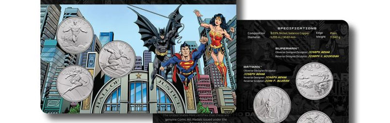 U.S. Mint Reveals First Comic Art Three-Medal Set With Superman, Batman, Wonder Woman